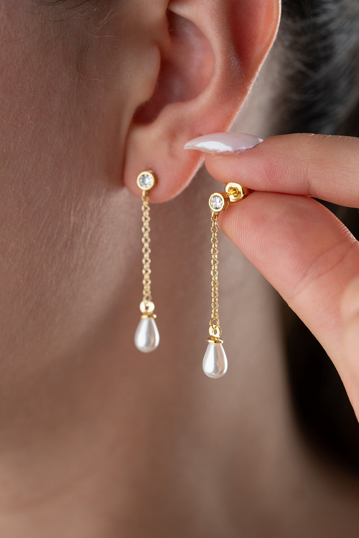 Edelstein - Silber Halskette Ohrring mit Tropfen