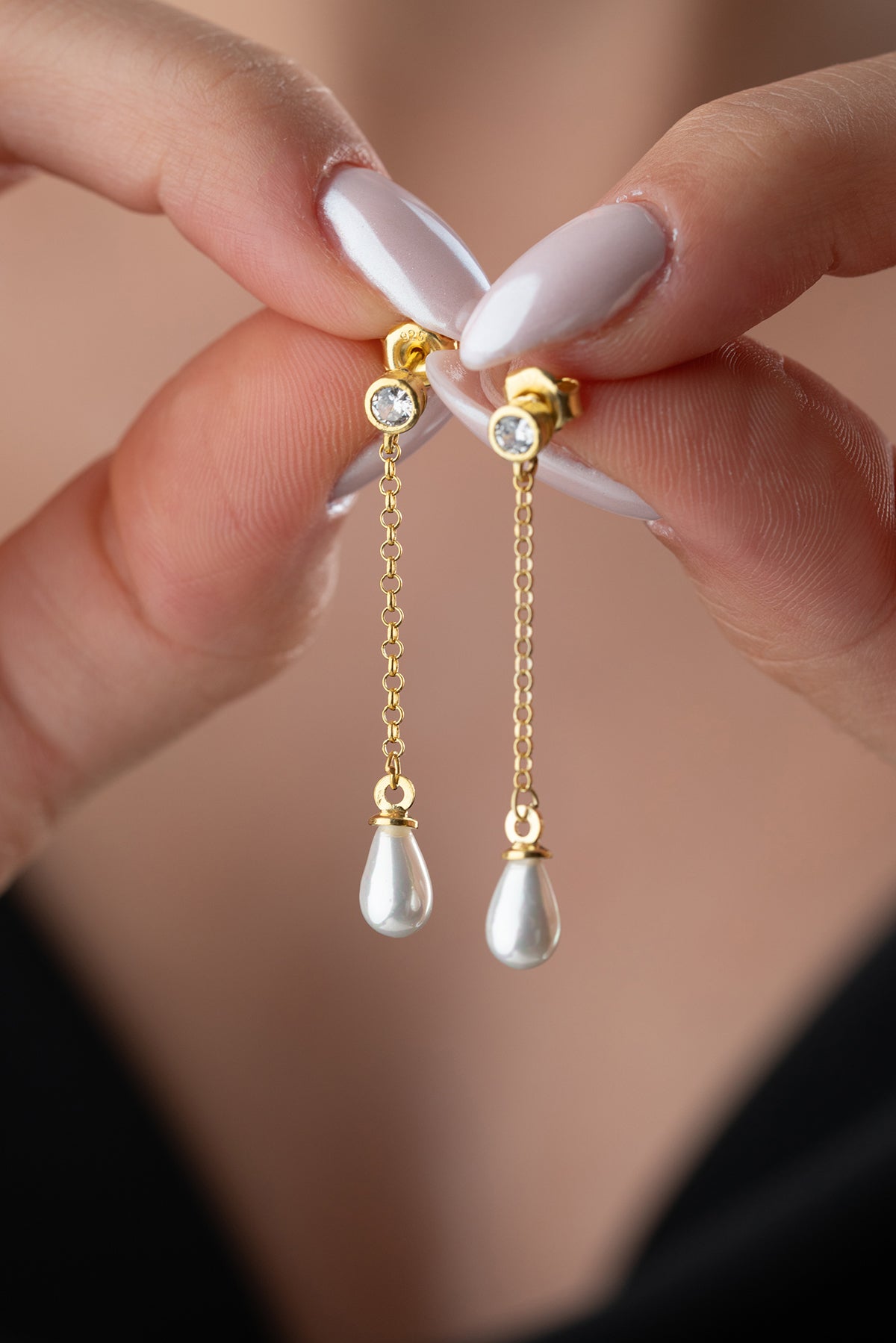Edelstein - Silber Halskette Ohrring mit Tropfen