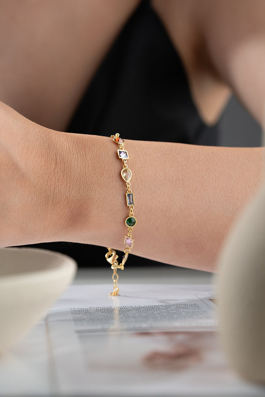 Serenay mehrfarbig Steinarmband - vergoldet