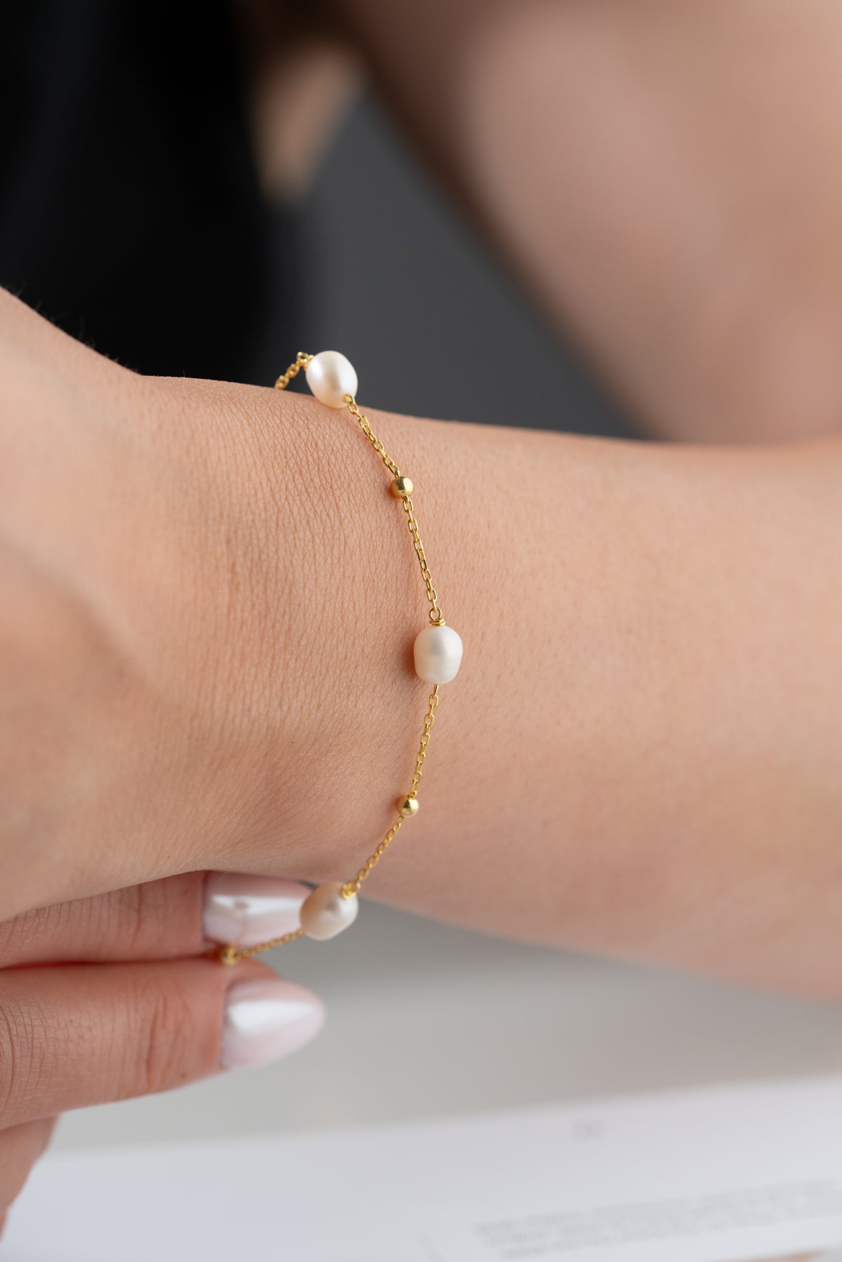 Feines Armband mit Perle und Gold vergoldet