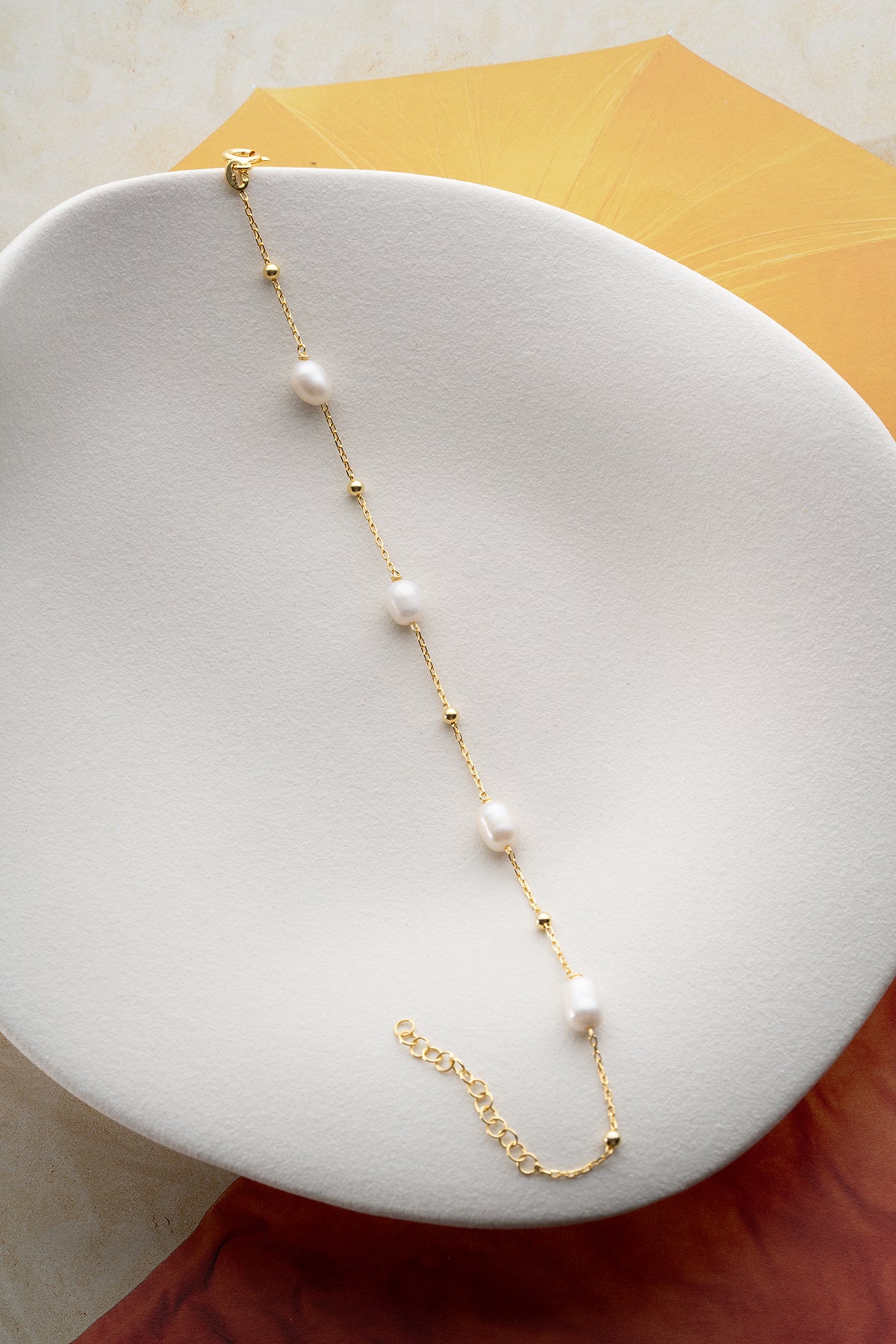 Feines Armband mit Perle und Gold vergoldet
