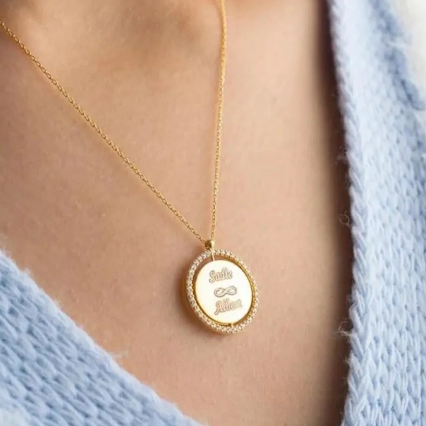 Personalisierte Augenkette von 925 Silber