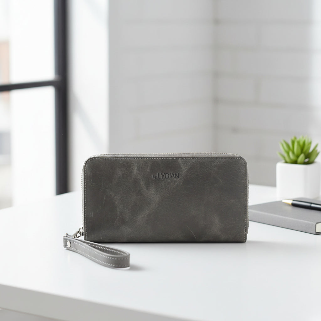 Smartphone-Leder-Geldbörse Grau BLW3034-G