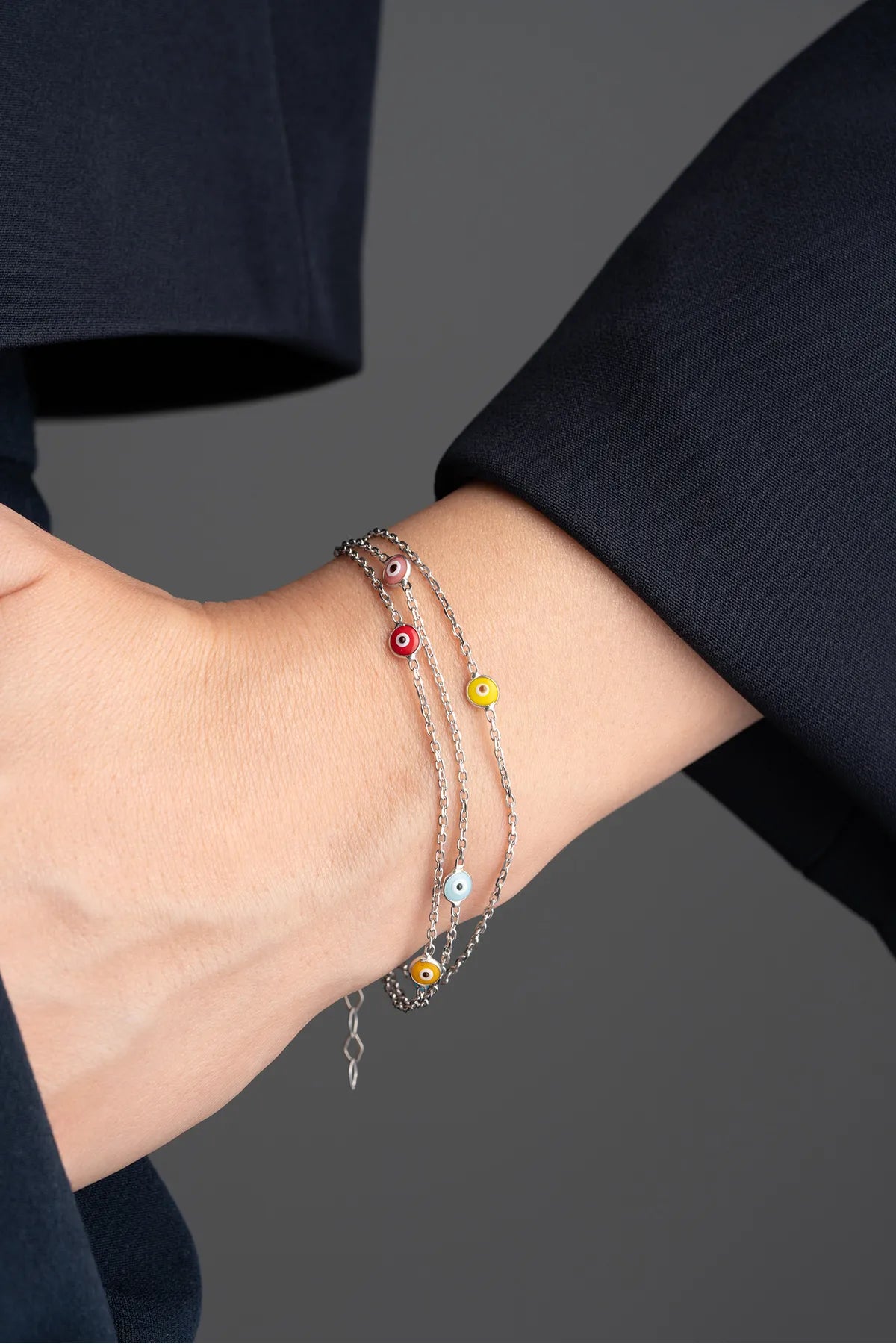 Angry Eye Armband Multi -gelöscht - 925 Silber - blaue Aura