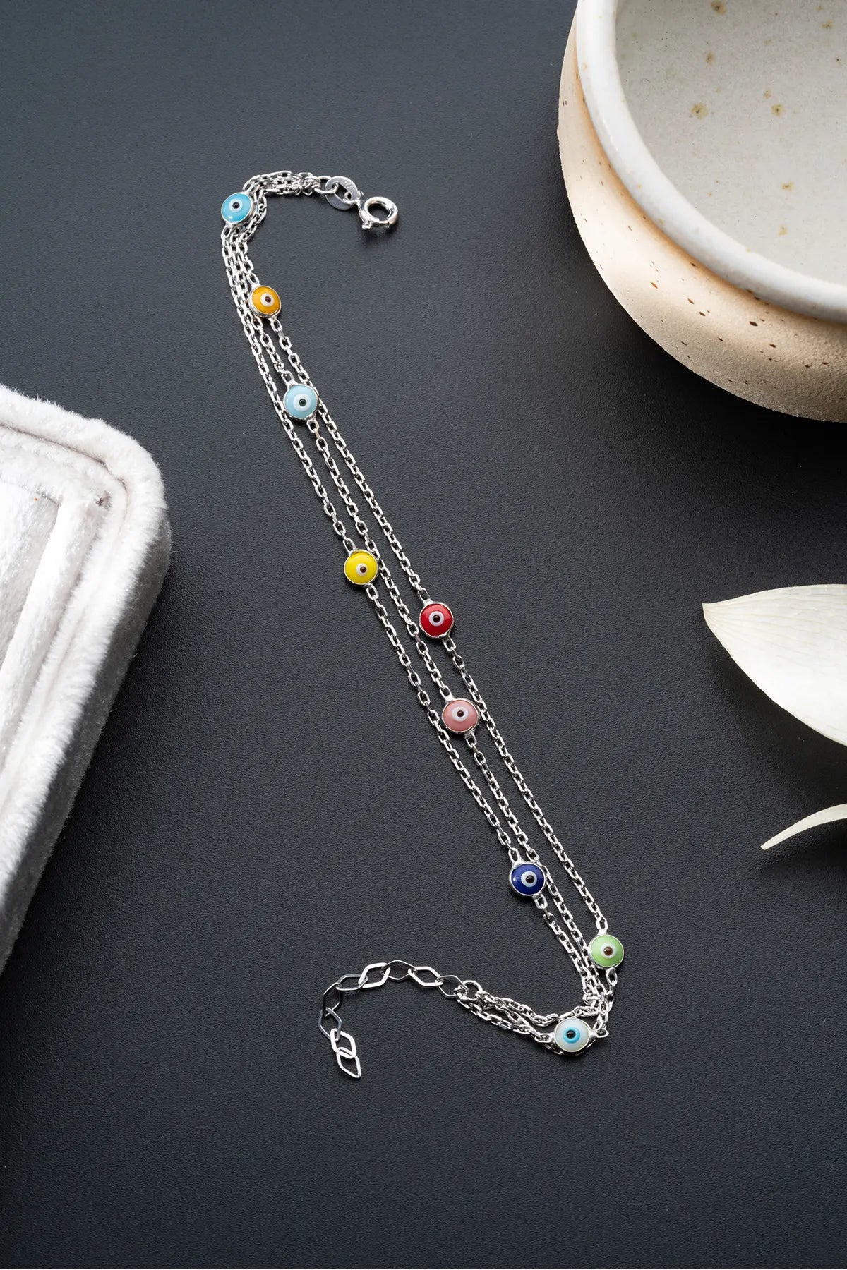 Angry Eye Armband Multi -gelöscht - 925 Silber - blaue Aura