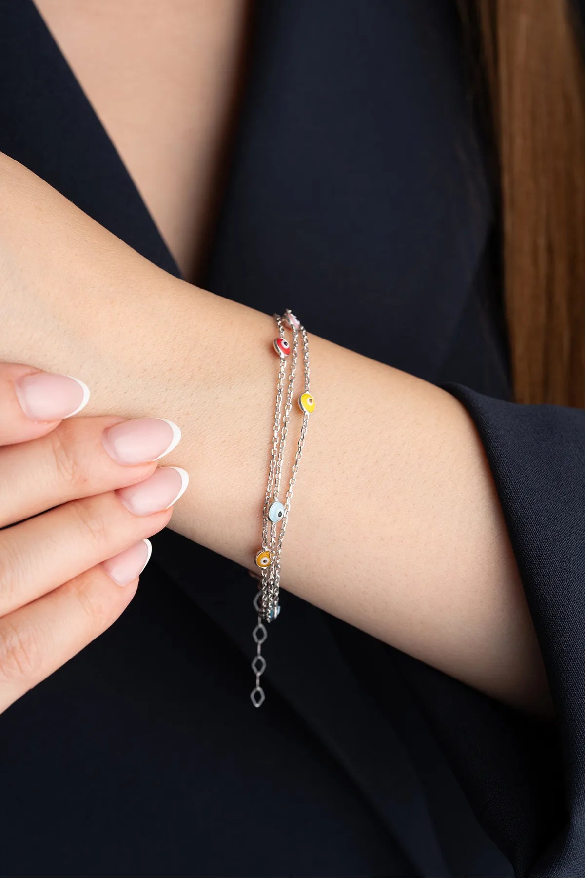 Angry Eye Armband Multi -gelöscht - 925 Silber - blaue Aura