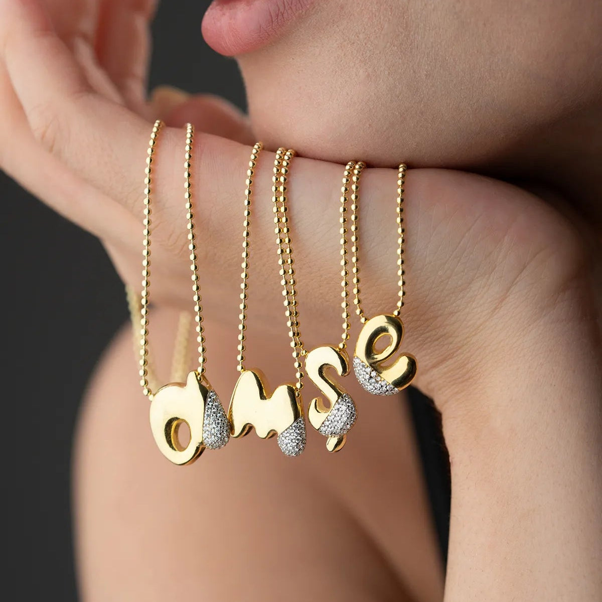 925 Sterling Silber -Buchstabenkette mit Steinen