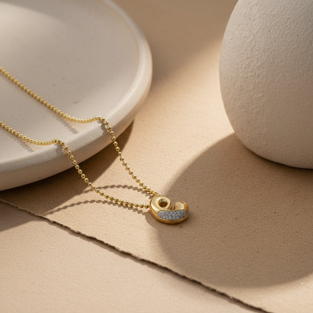 925 Sterling Zilveren Letterketting met Steentjes
