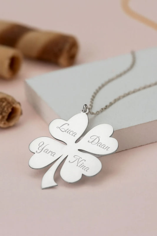 Personalisierte Klee vier Kette - 925 Sterlingsilber