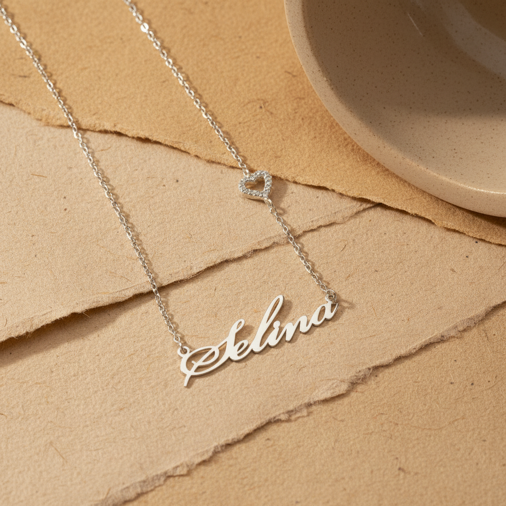 Naamketting met Hart – 925 Sterling Zilver