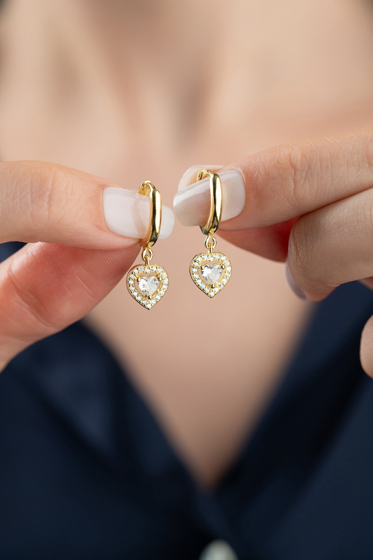 Herzohrringe - Herz -veränderter Anhänger in Gold oder Silber