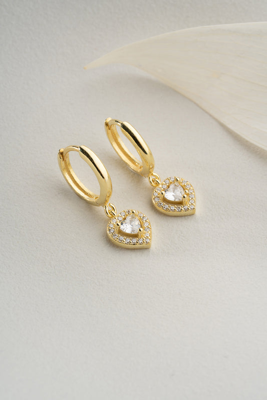 Herzohrringe - Herz -veränderter Anhänger in Gold oder Silber