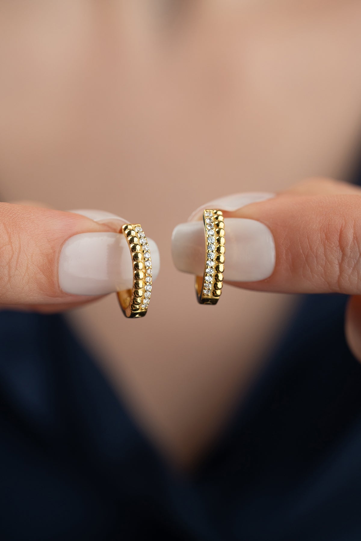 925 Sterling -Silber -Kreolen mit Bällen und Steinen