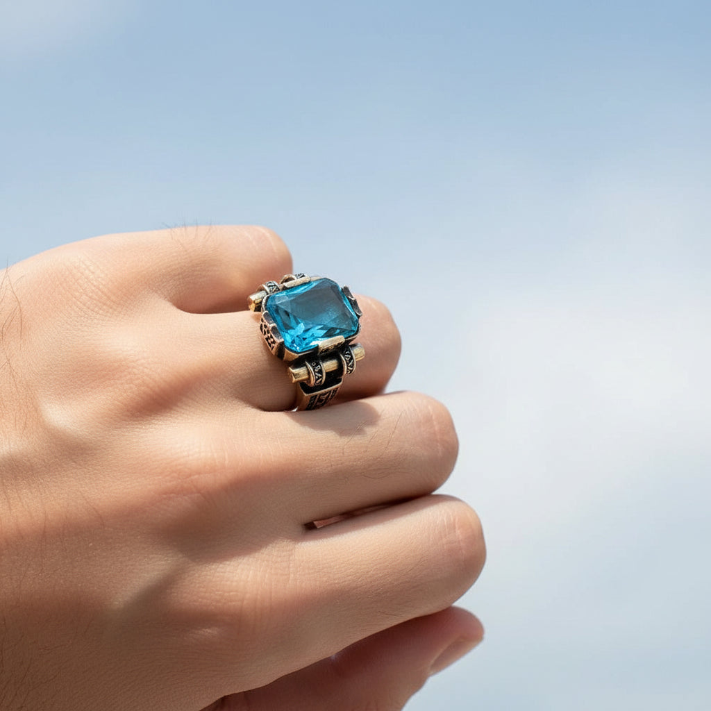 Herrenring mit blauem Stein CLMR0162