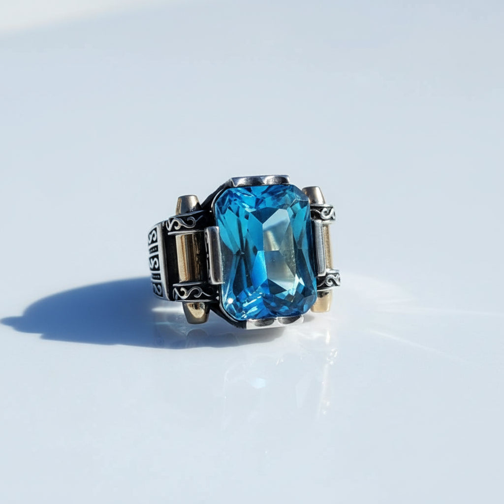 Herrenring mit blauem Stein CLMR0162
