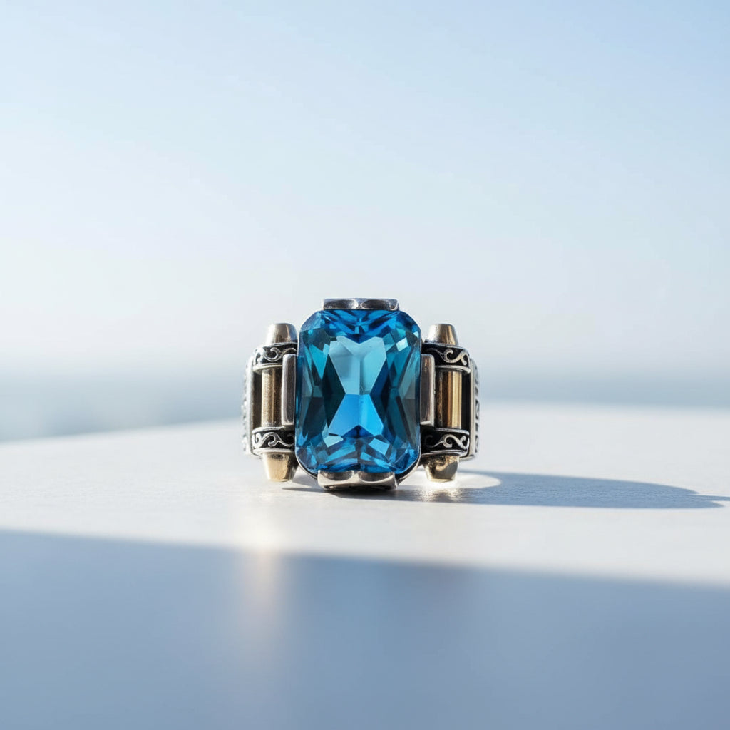 Herrenring mit blauem Stein CLMR0162