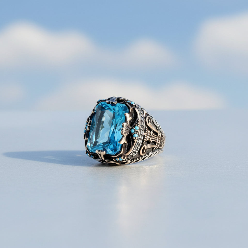 Herrenring mit blauem Stein CLMR0221