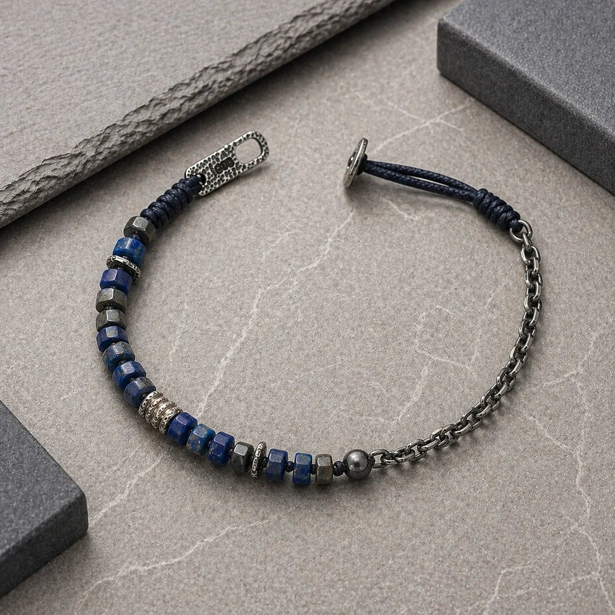 Lapis Lazuli Macramé Herenarmband | 925 Zilver
