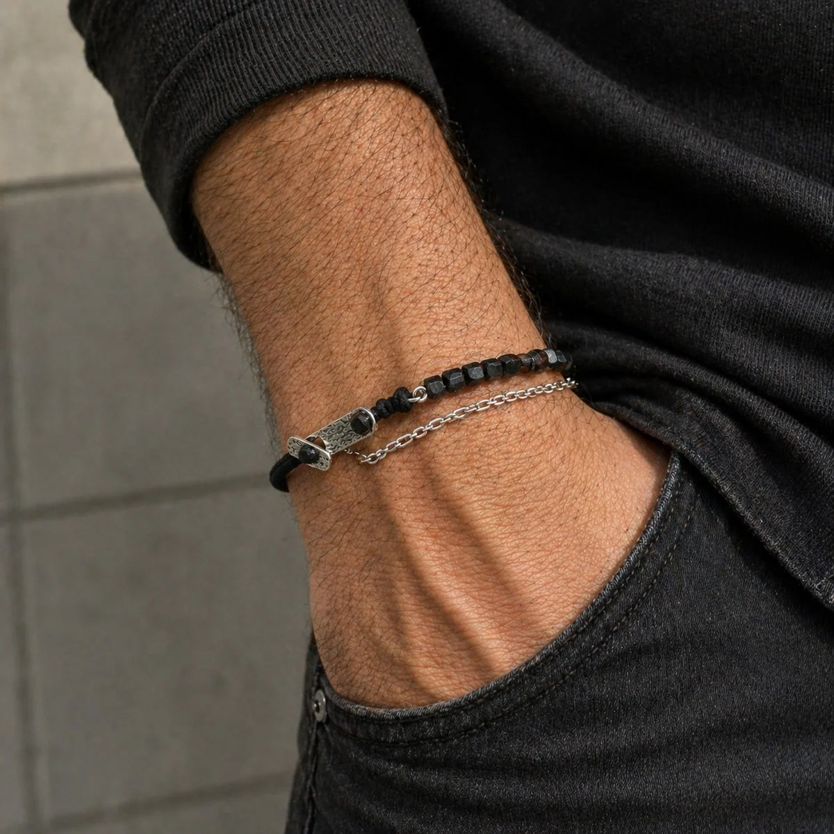 Bracelet Homme Grenat | Argent 925