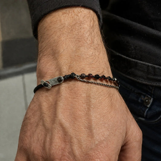Bracelet Homme Grenat | Argent 925