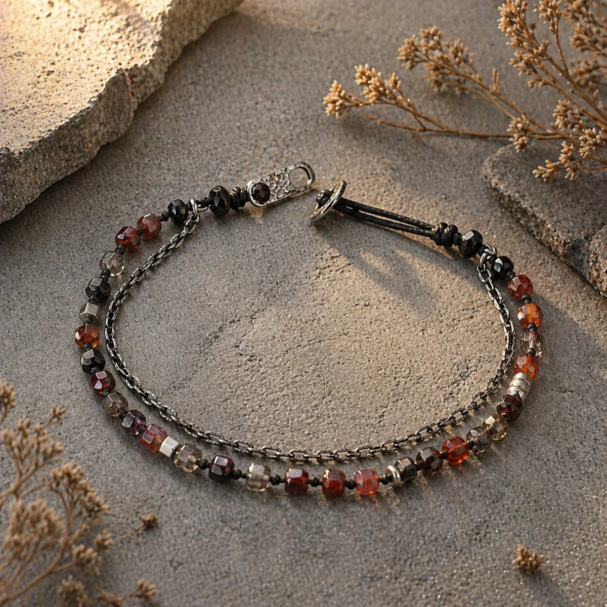 Bracelet Homme Grenat | Argent 925