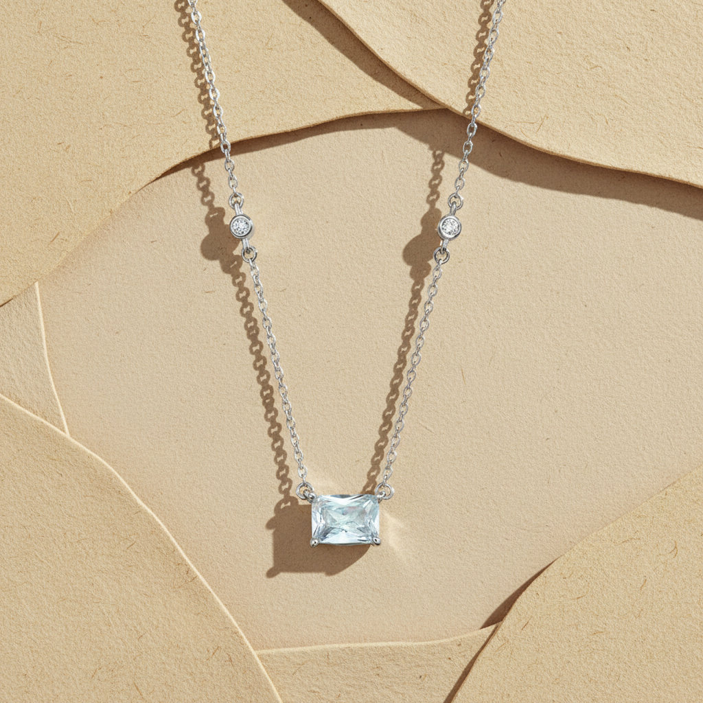Minimalist 925 Sterling Silber Halskette mit Zirkonstein