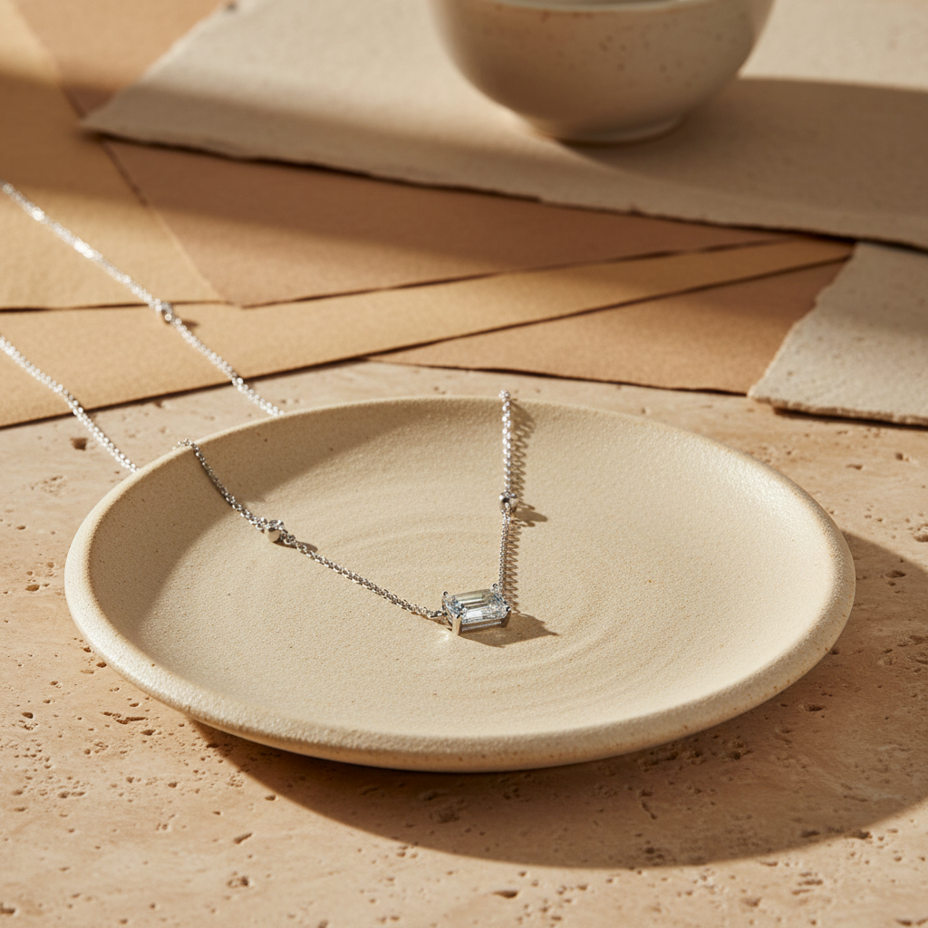 Minimalistische 925 Sterling Zilveren Ketting met Zirkoonsteen