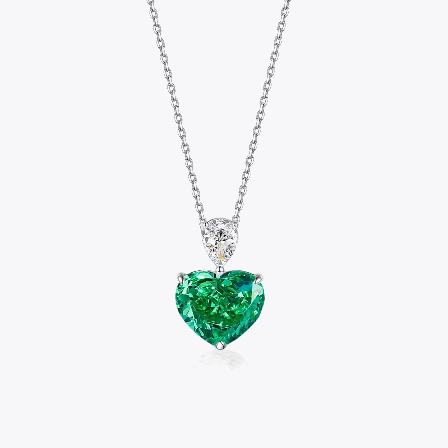 Hartvormige Groene Zirkonia 925 Sterling Zilveren Ketting