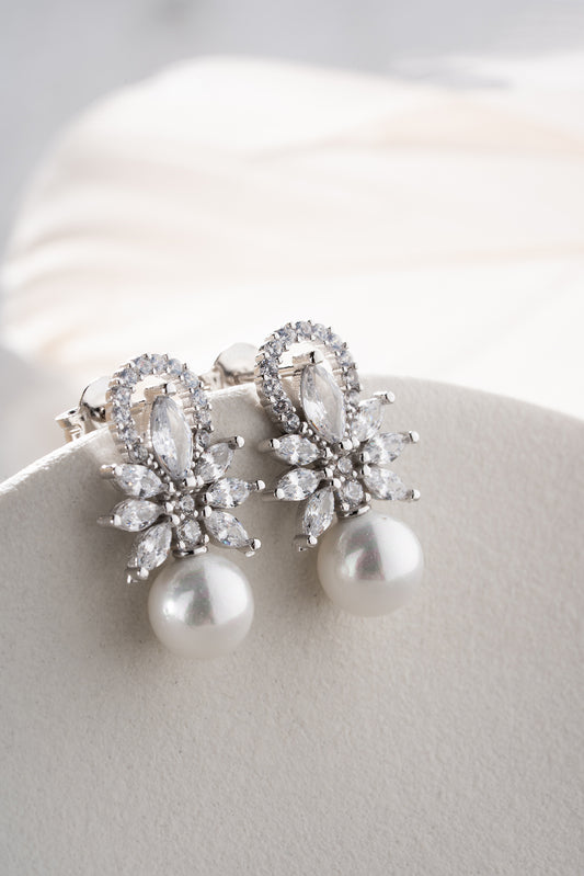 Parel Oorbellen met Zirkonia | 925 Zilver