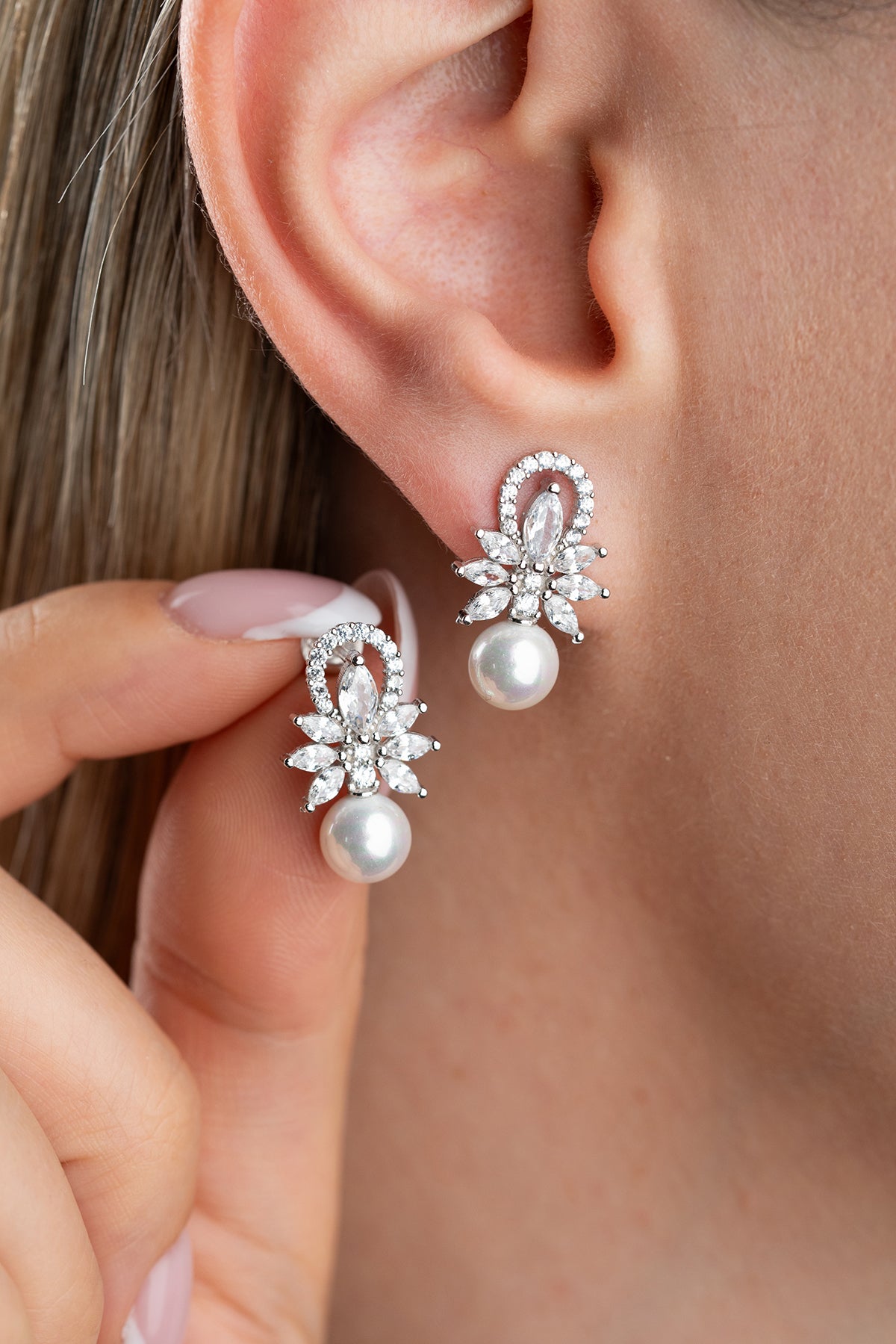 Parel Oorbellen met Zirkonia | 925 Zilver