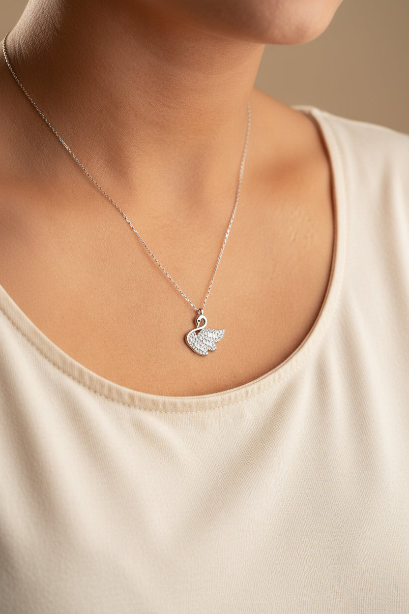 Zwaan Ketting met Zirkonia | 925 Zilver