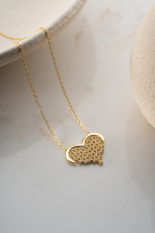 Hart Ketting met Steentjes – 925 Zilver