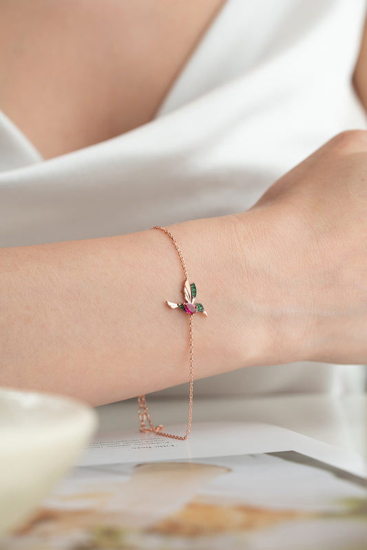 Kolibrie -Armband - 925 Silber Rosé