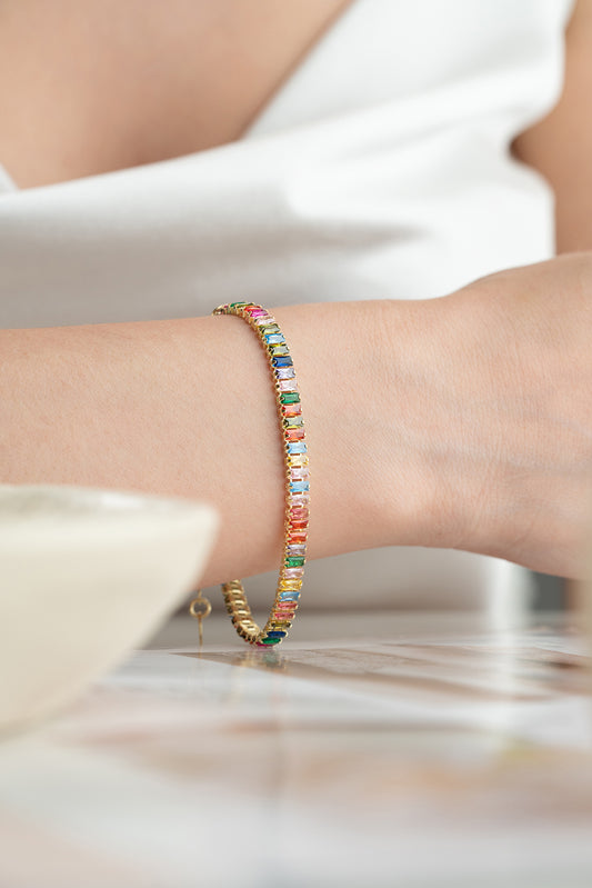 Armband mit farbenfrohen Steinen - 925 Silber vergoldet