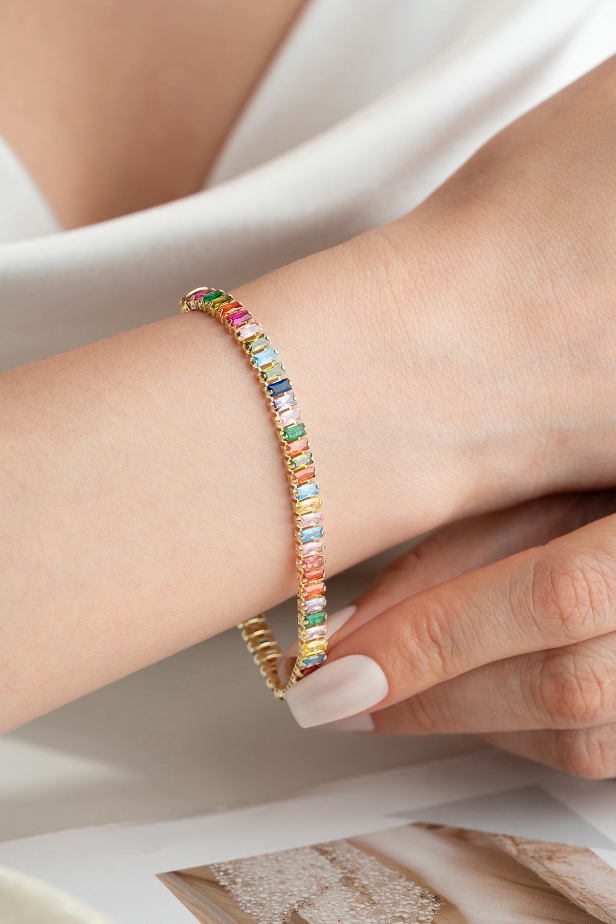 Armband mit farbenfrohen Steinen - 925 Silber vergoldet