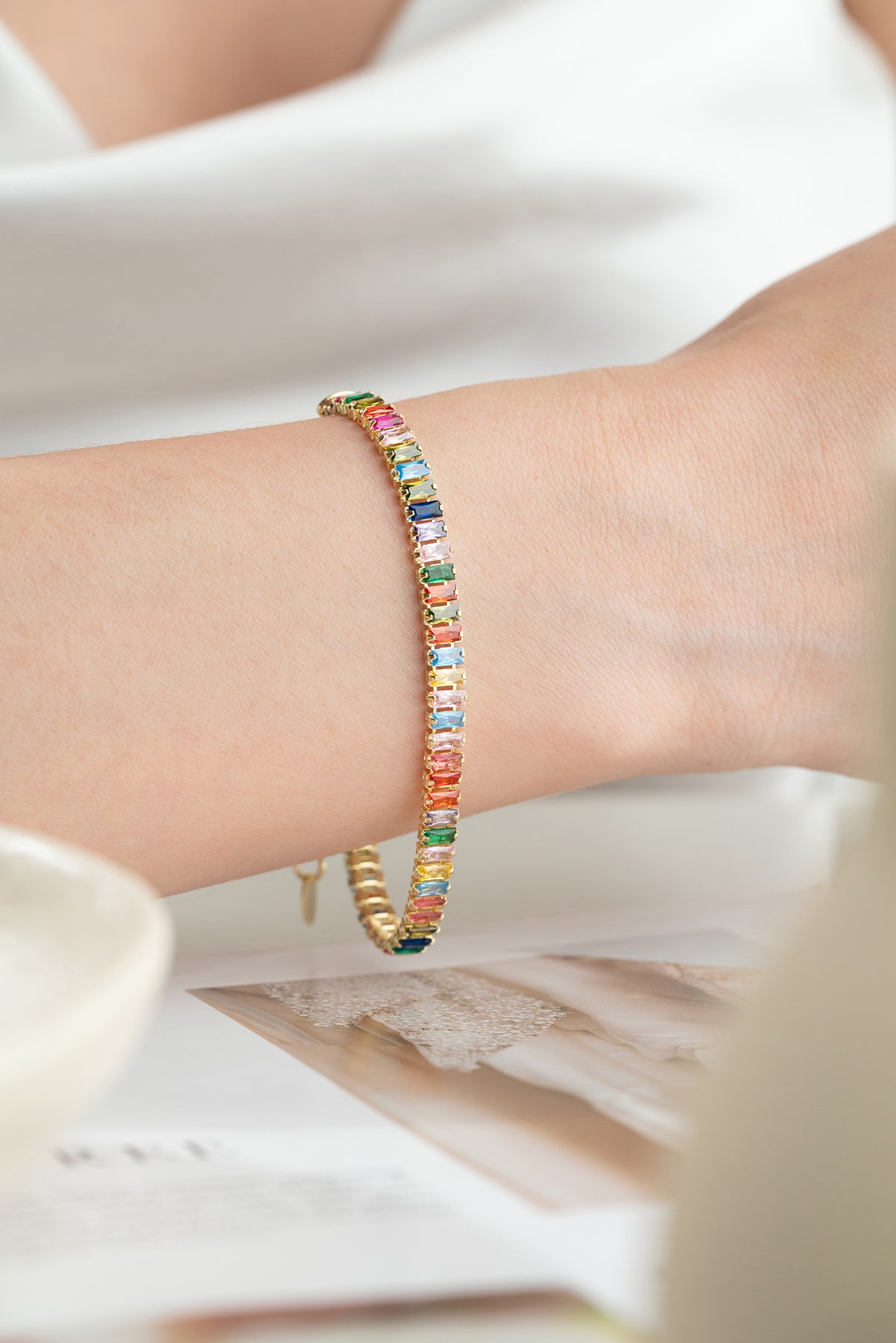 Armband mit farbenfrohen Steinen - 925 Silber vergoldet