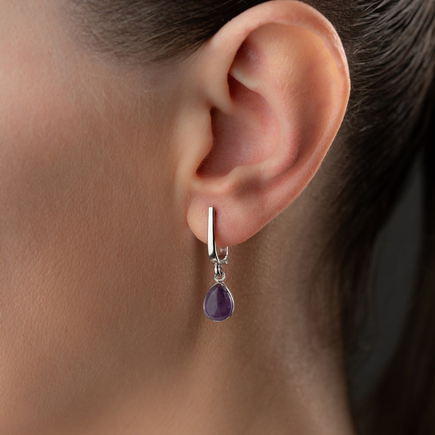 Silberohrringe mit natürlichem Amethyst