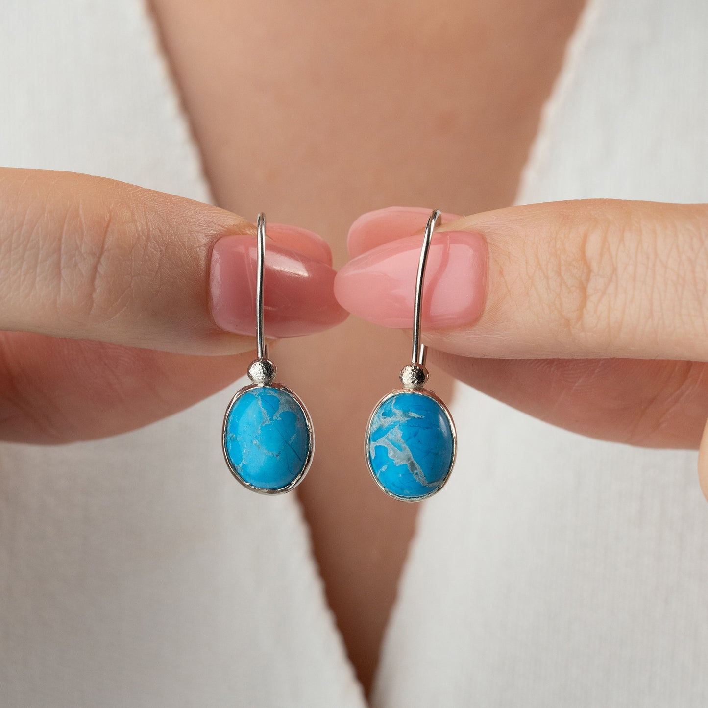 Oorbellen van 925 zilver met turquoise steen