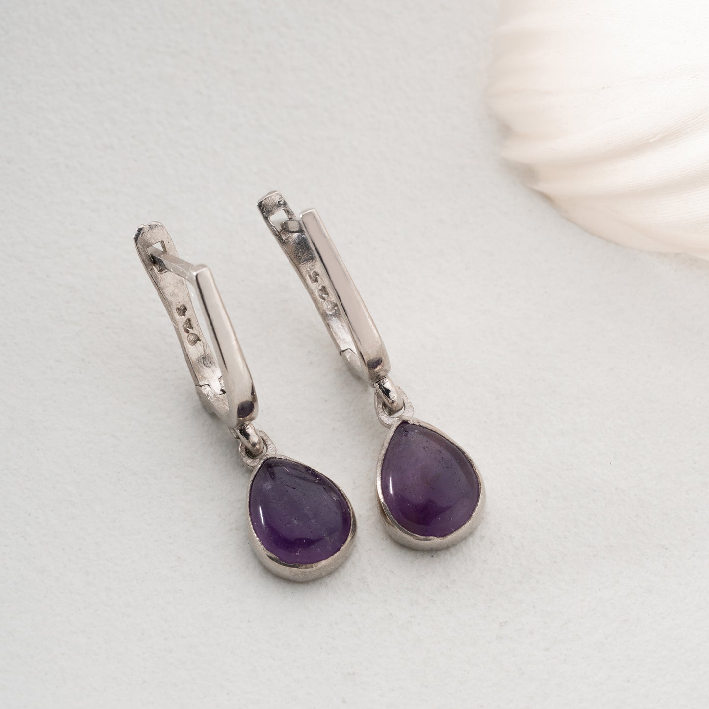 Silberohrringe mit natürlichem Amethyst