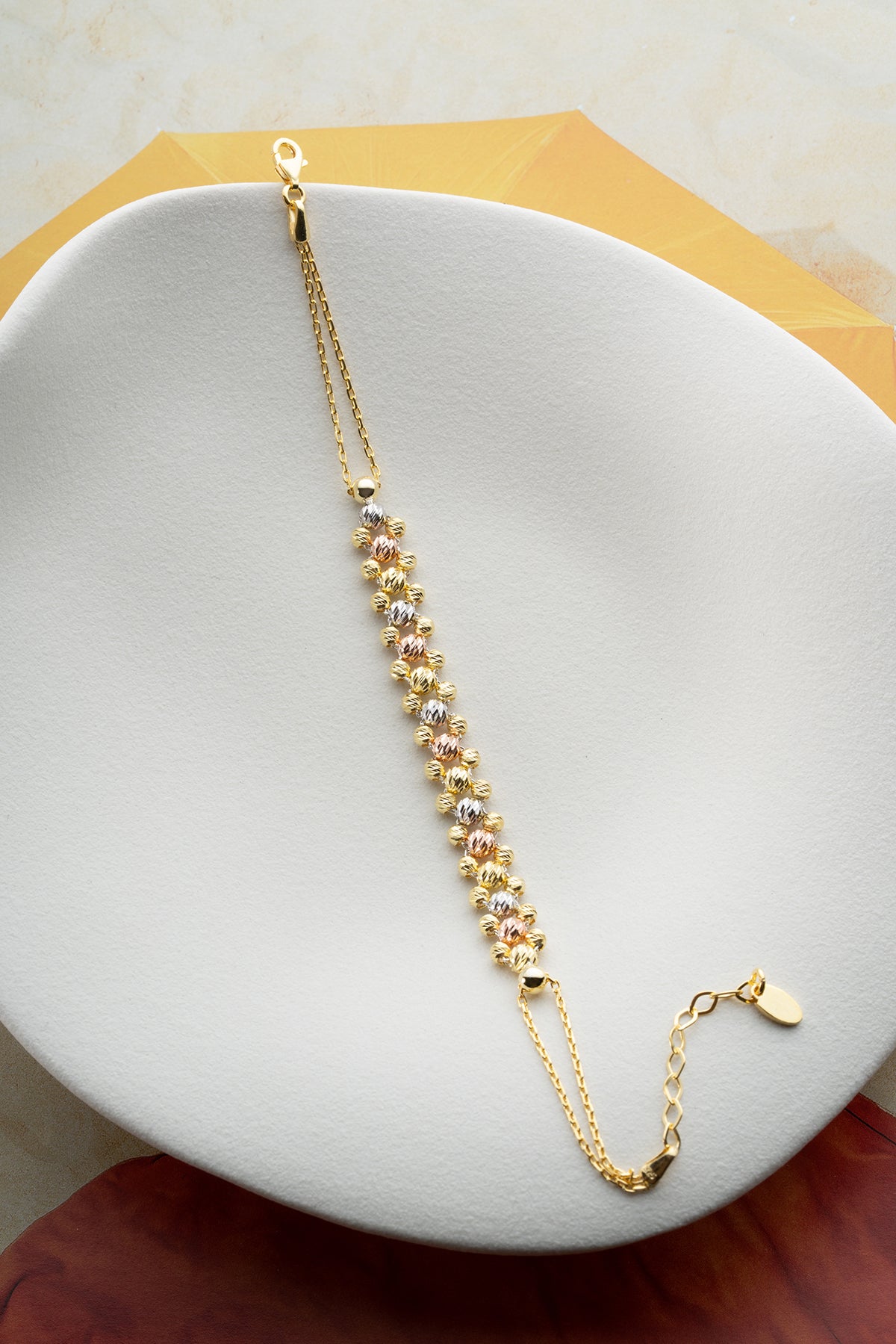 Trikolorarmband von 925 Silber mit Perlen