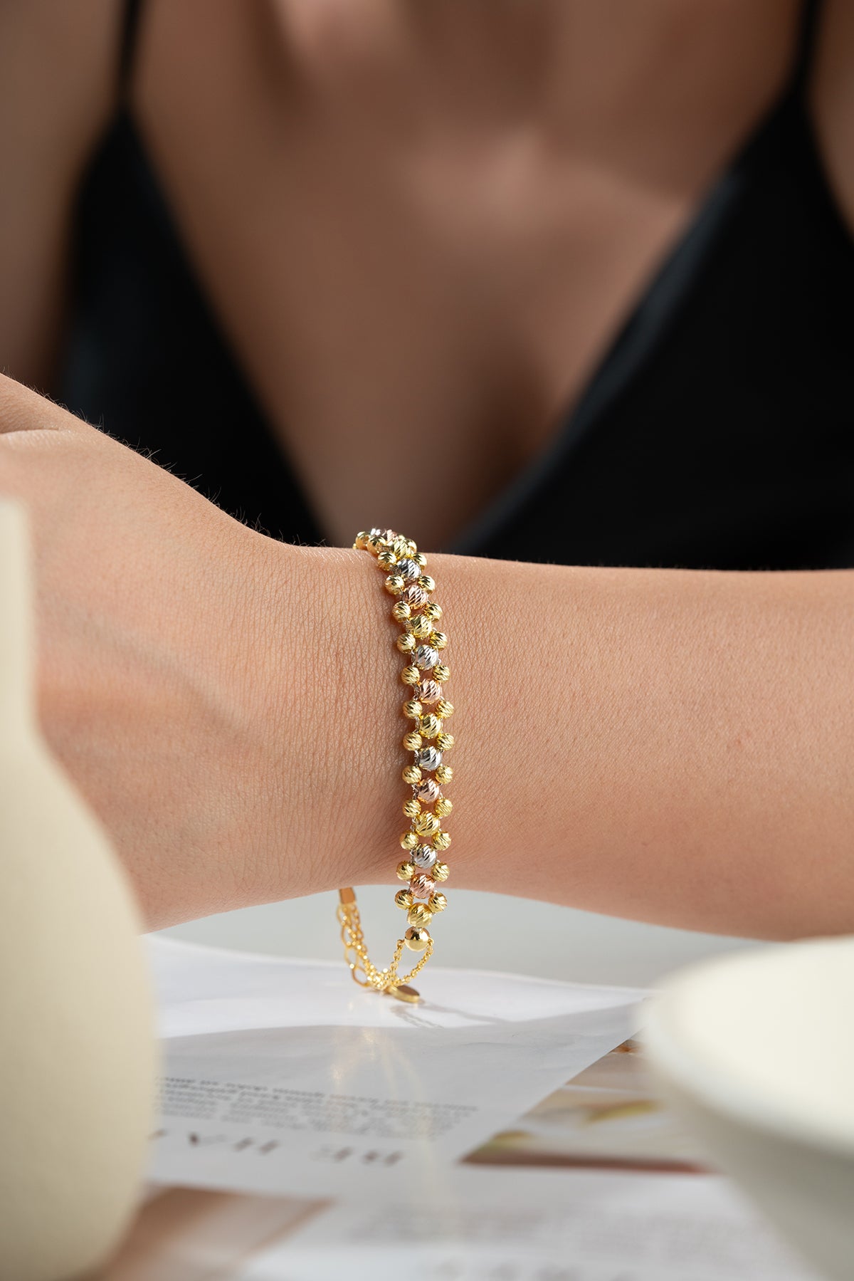 Trikolorarmband von 925 Silber mit Perlen