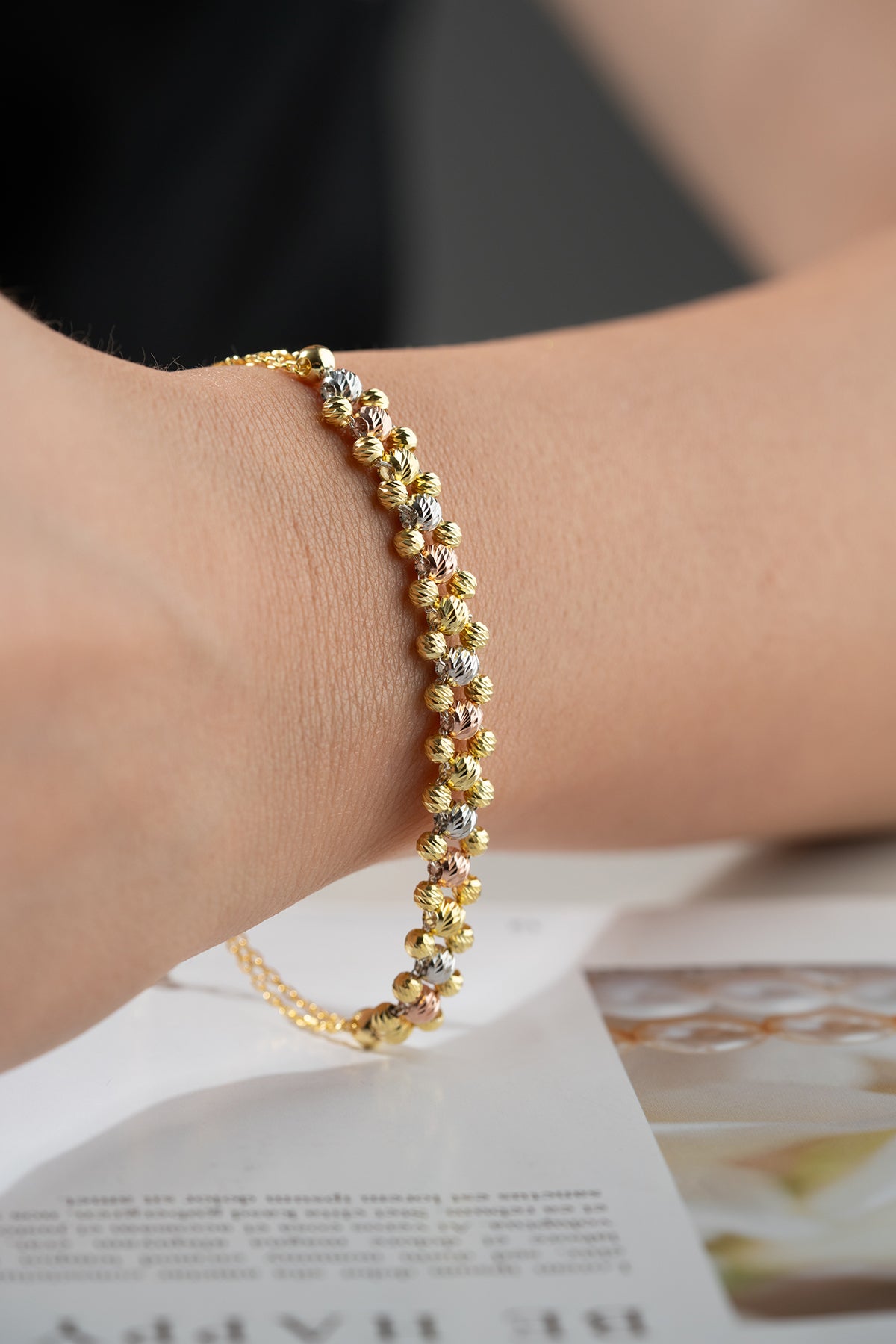 Trikolorarmband von 925 Silber mit Perlen