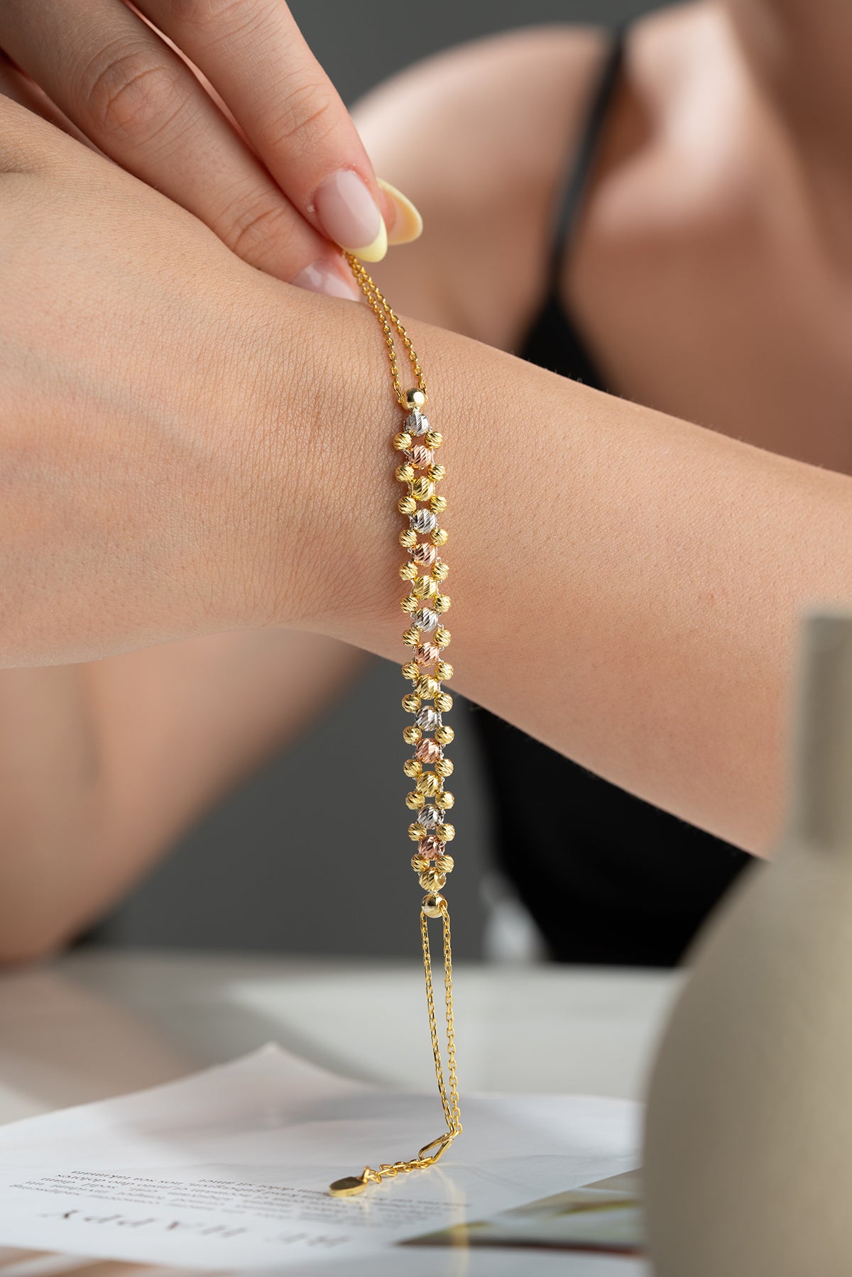 Trikolorarmband von 925 Silber mit Perlen