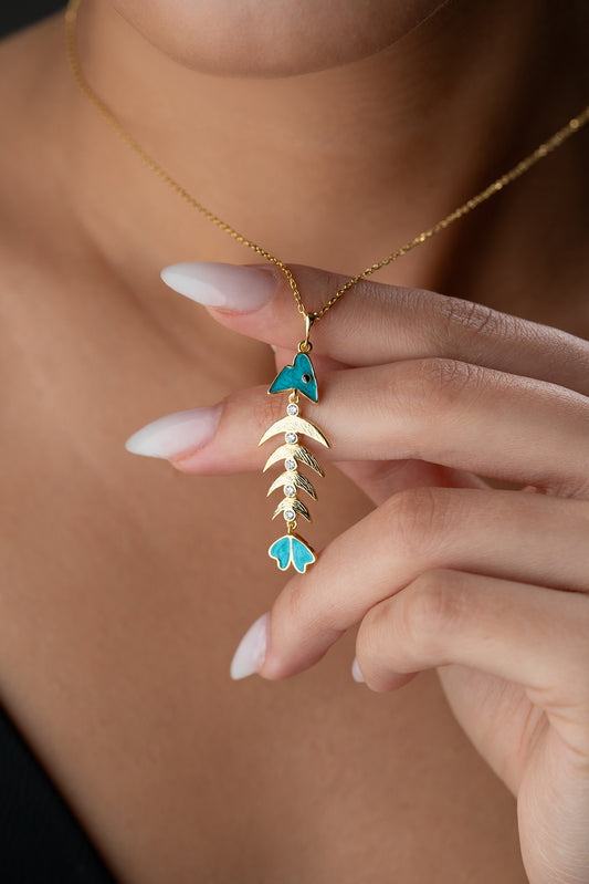 Visgraat Ketting - 925 Zilver Verguld