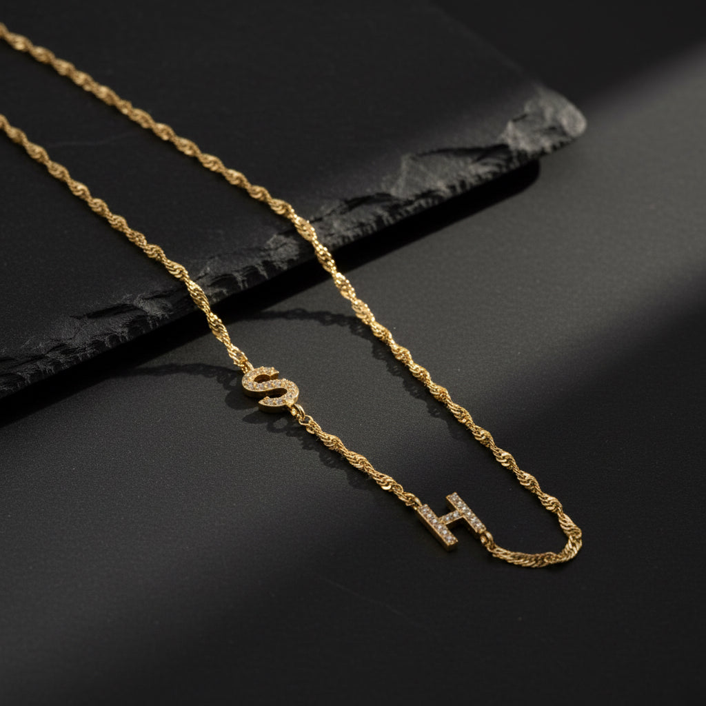 Personalisierte Doppelbriefkette - 925 Silber