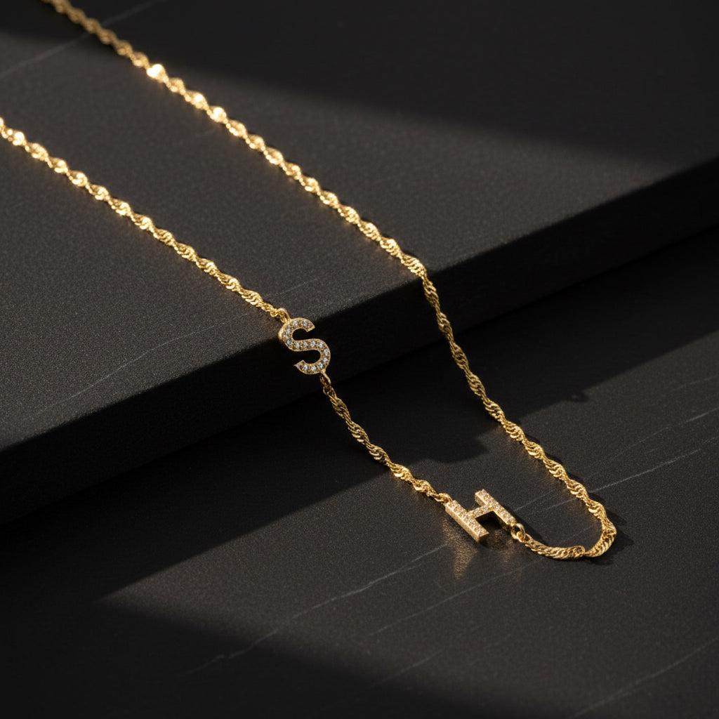 Personalisierte Doppelbriefkette - 925 Silber