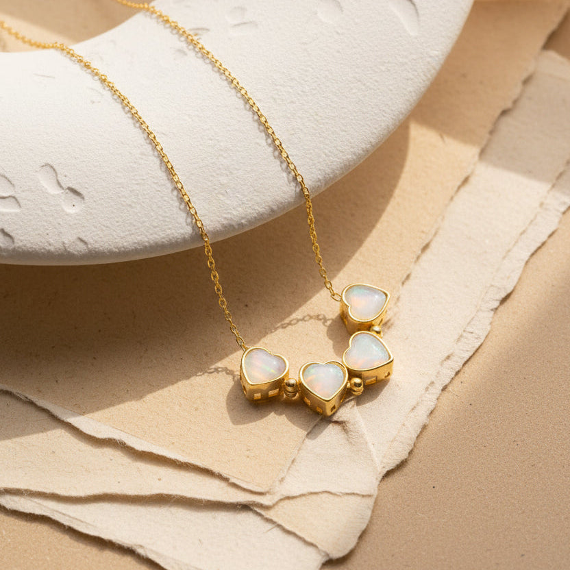 Klaver Ketting met Witte Steen | 925 Zilver