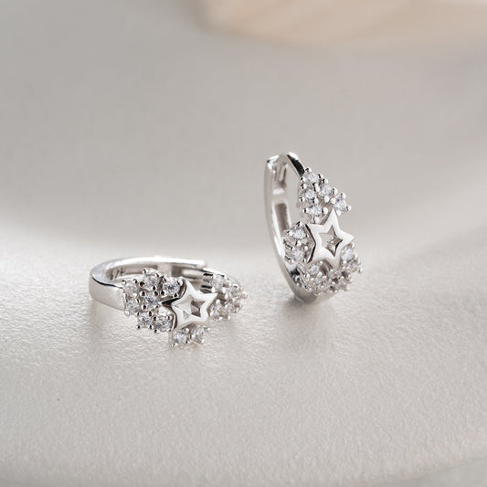 Ster oorbellen van 925 sterling zilver met witte zirkonia