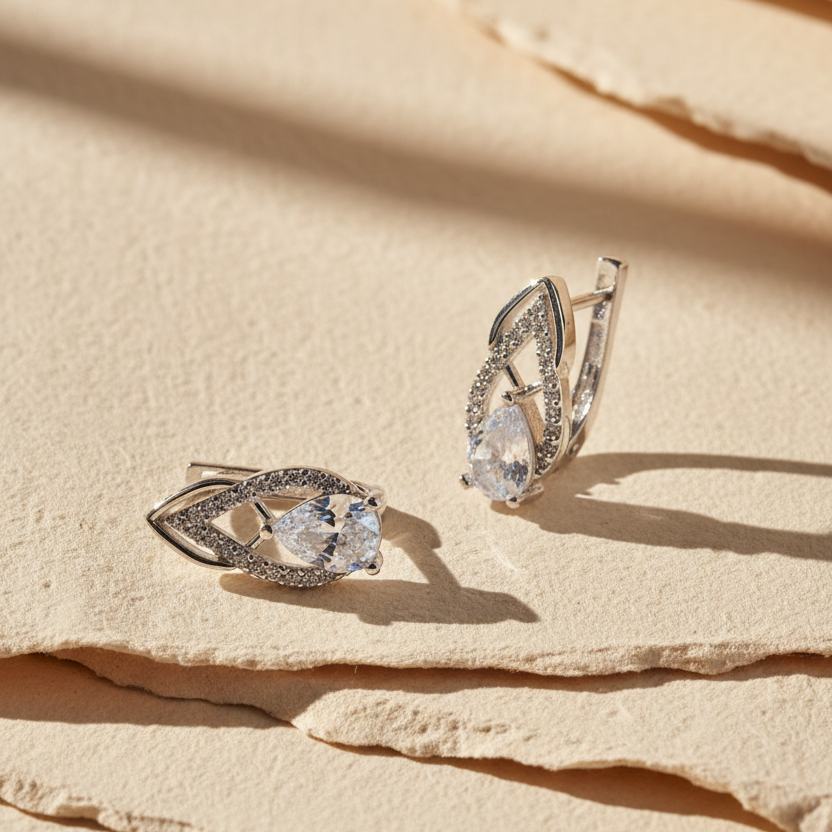 Druppel Oorbellen met Zirkonia | 925 Zilver