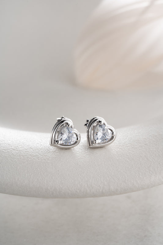 Hart Oorbellen met Zirkonia | 925 Zilver